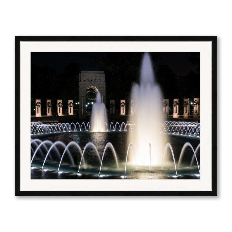 World War Two Memorial In DC Print by Steven Heap, Black Framed Paper, 24" H x 30" W