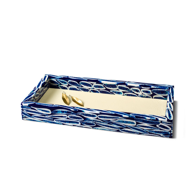 Decorative Tray, Blue/Cream, Abstract