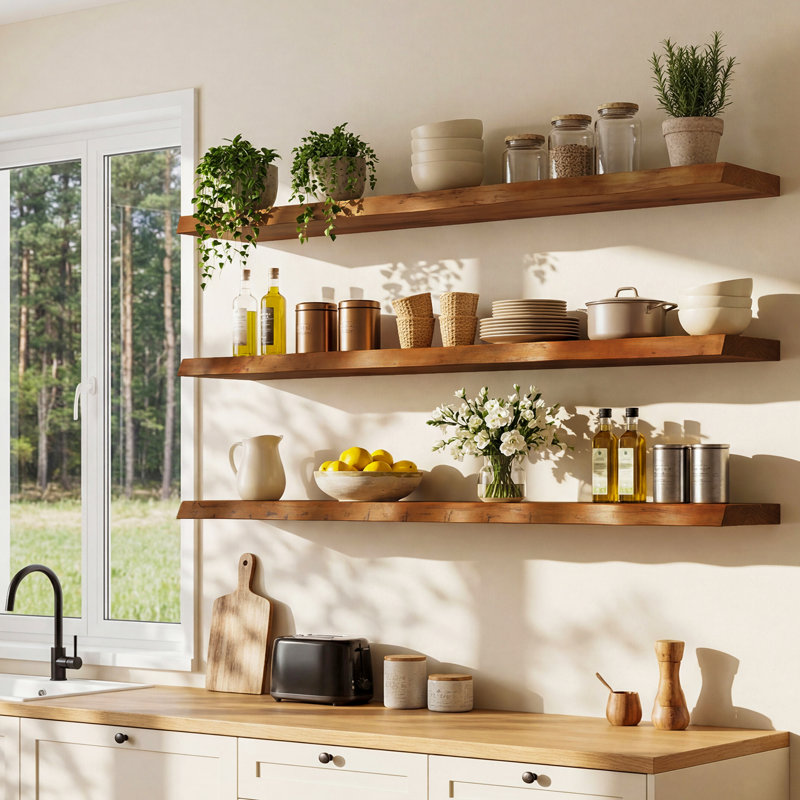 Tablettes murales flottantes en bois, Brown