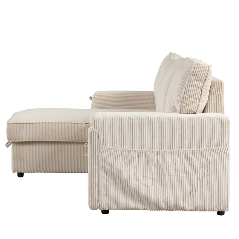 Kat 96.1'' Square Arms Sofa, Beige Velvet
