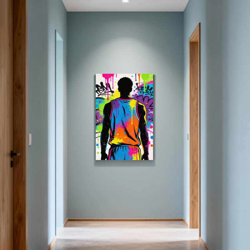 Abstrait, graffiti coloré, impression de silhouette, H 40 po x l 28 po