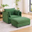 Très grand fauteuil d'appoint en chenille surdimensionné à assise profonde, méridienne rembourrée, repose-pieds avec rangement assorti et trois coussins décoratifs, parfait pour un appartement, une chambre à coucher ou un salon-559964520