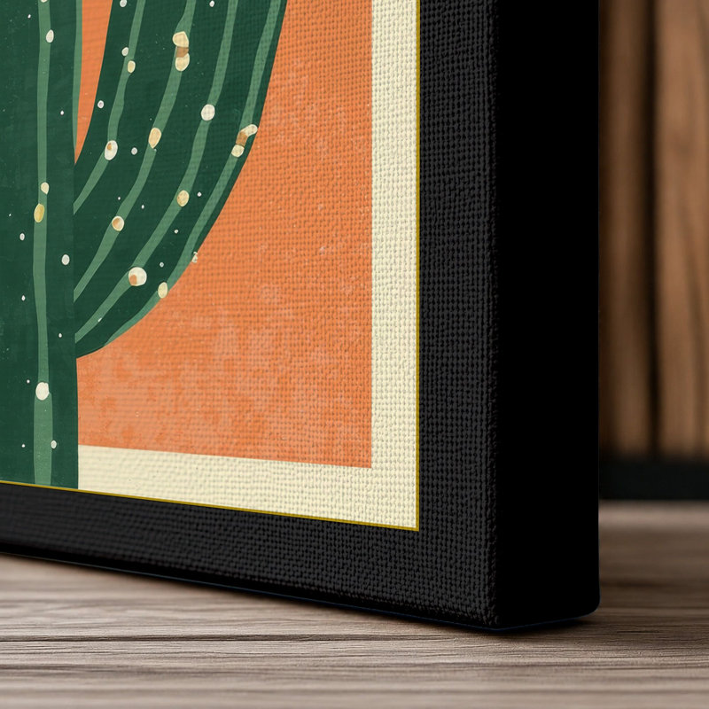 Saguaro at Sunrise Retro - Wrapped Canvas, 30x20 - 76.2 x 50.8 cm, Black Border