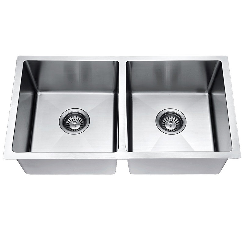 ADA Sink 30" x 18" 304 Double Bowls Stainless Steel Kitchen Sink