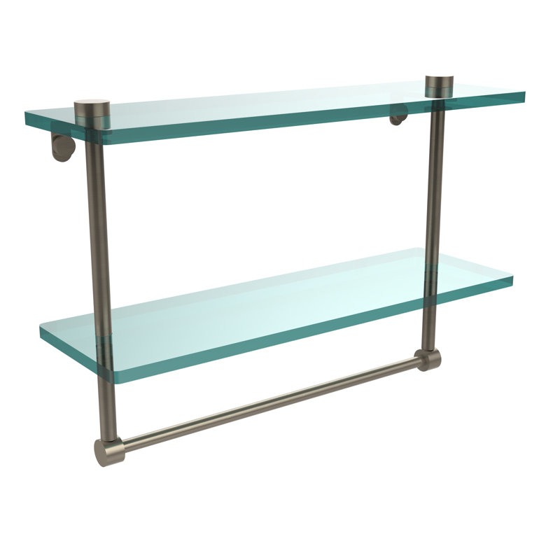 Tablette à 2 niveaux avec barre à serviettes Gober, Étain antique, 16 po