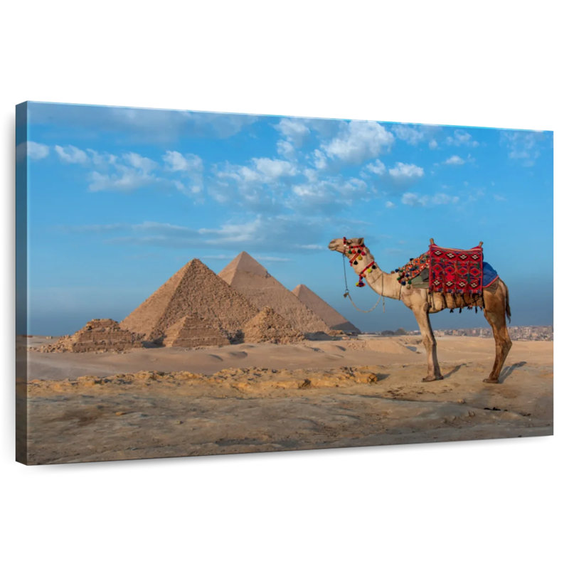 Chameau et pyramides égyptiennes, H 24 po x l 36 po