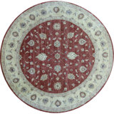 Wool Oriental Area Rug in Rust/Gold/Cream