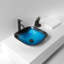 Lavabo de salle de bain vasque en verre trempé pour salle de bain avec robinet et bonde escamotable, bleu (n'inclut que le lavabo de salle de bain)