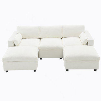 Canapé modulaire confortable en forme de U avec rangement et fonctionnalité de canapé-lit