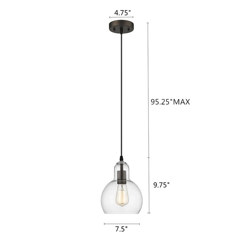 Mini-luminaire suspendu Chiloe Lighting Leilani - H 9,75 po transitionnel 1 lumière bronze huilé avec une largeur de 7,5 po