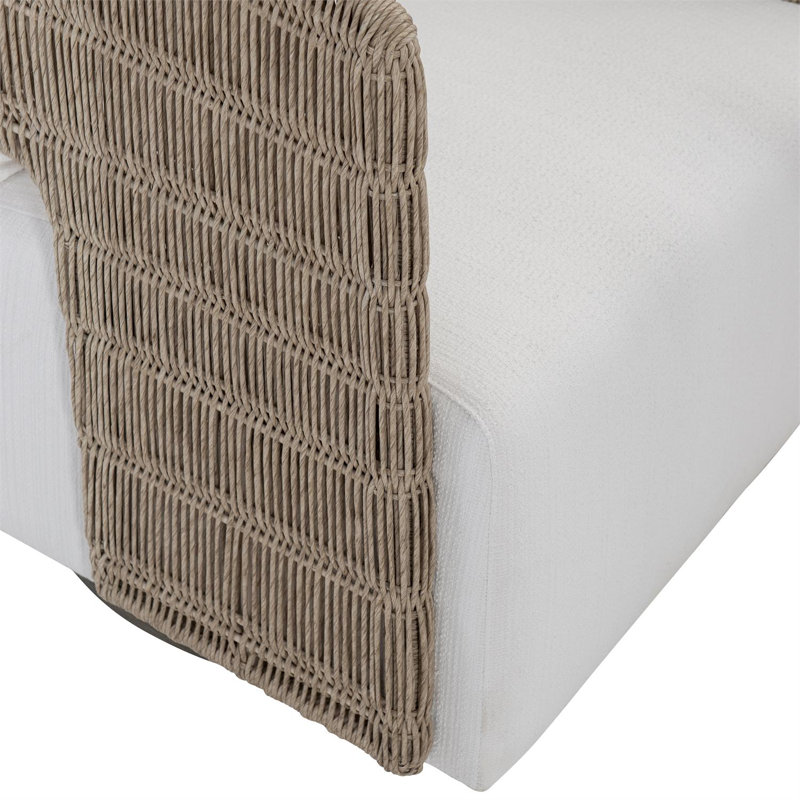 Maldives Swivel Patio Chair with Cushions, White Sunbrella 6063-000