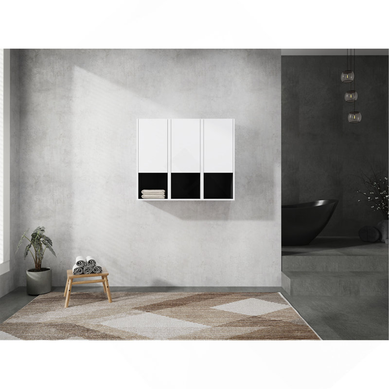 Armoire latérale de salle de bain 12 po, 3 portes à fermeture douce, montage flottant, 12 * 3 (emballage KD), 36"