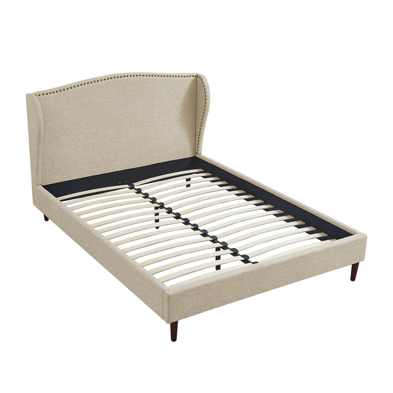 Lit plateforme en lin Eycke Manor Aliannah, Beige, Grand