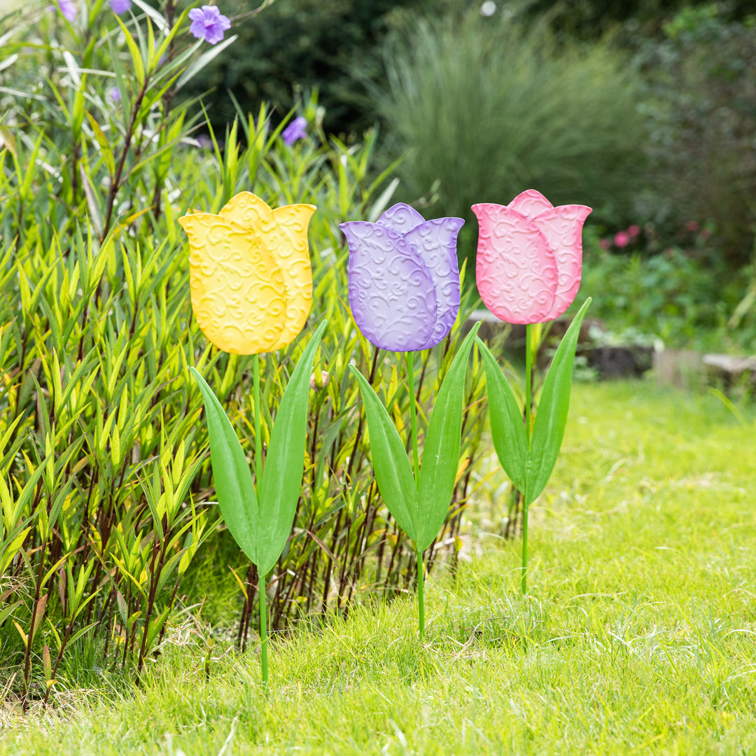Annemarije Easter Metal Tulips Garden Stake Wildon Home®