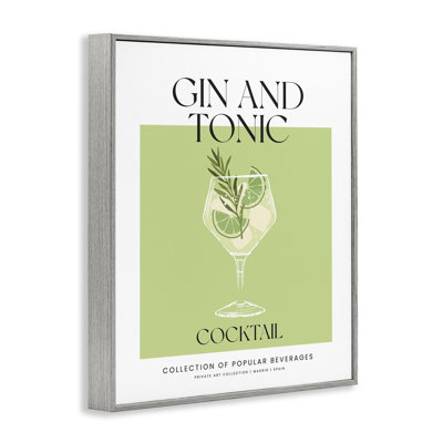 Minimal Gin and Tonic Framed Giclee Art, design by Lettered and Lined