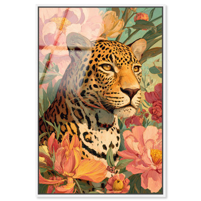 «Wild Cat in Bloom II», art floral encadré par Art Remedy, cadre blanc, 20 x 30