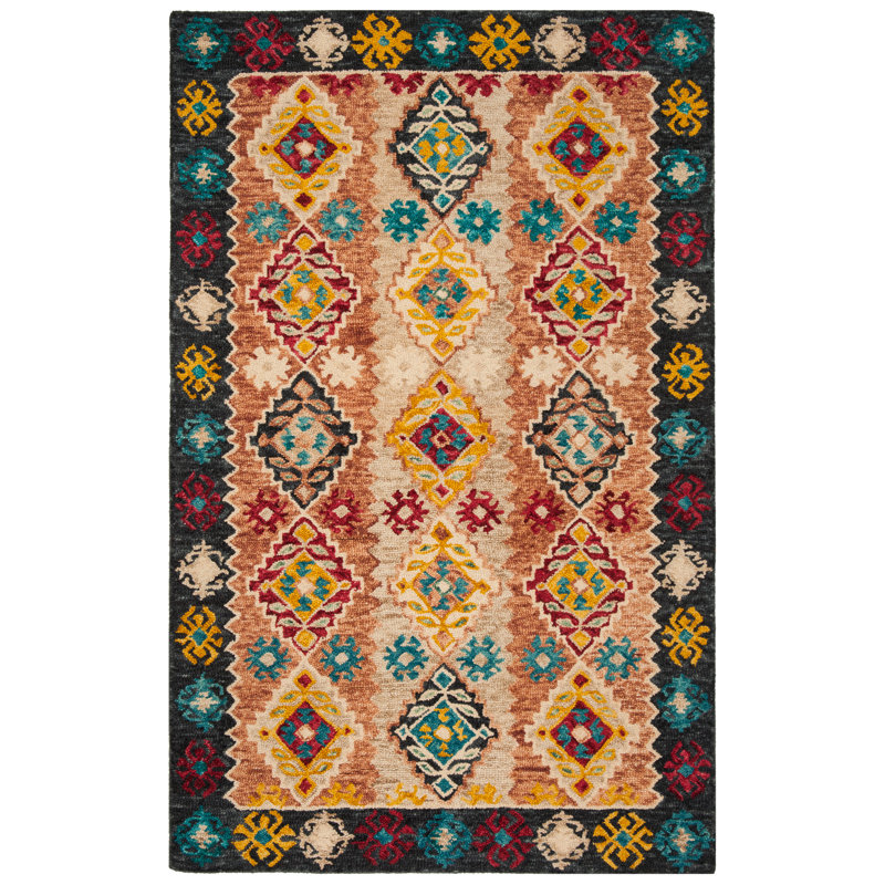 Popp Hand Tufted Wool Southwestern Rug, Rectangle 5' x 8'