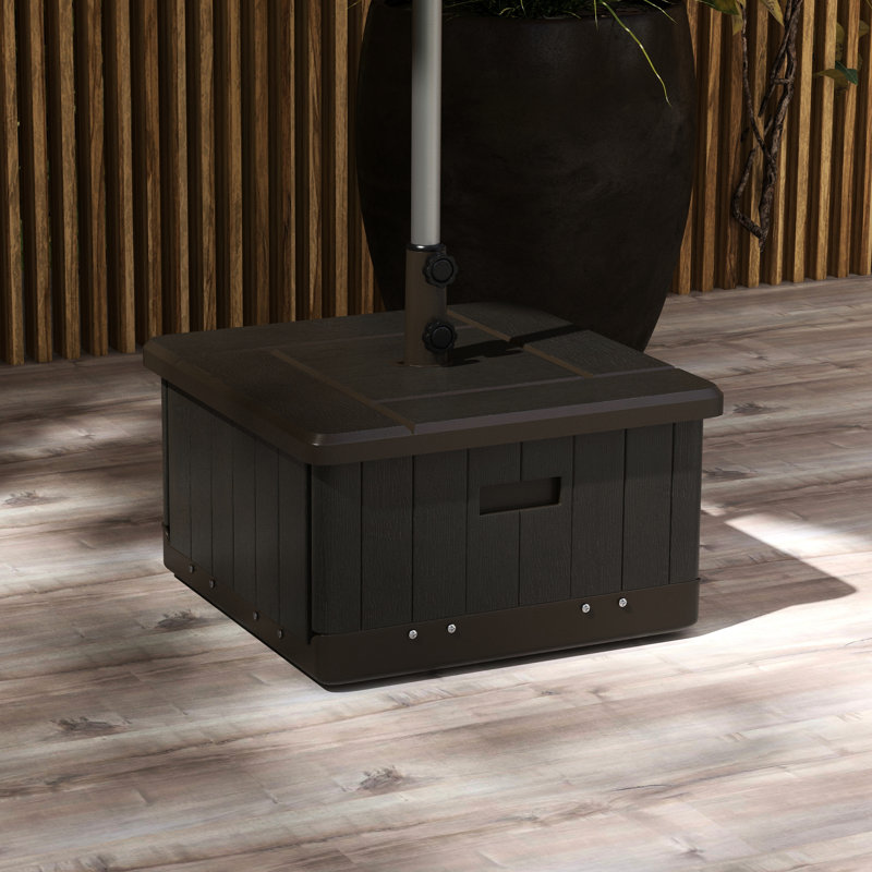 Porte-parapluies d'extérieur, 31 places, capacité de 175 lb, brun, roulettes pour un déplacement facile dans la base remplissable de l'espace de vie, avec table basse et bac à fleurs, pratique