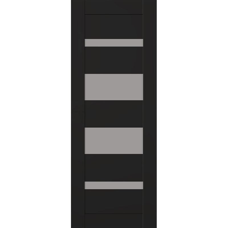Panneau de porte en bois manufacturé et en verre Mirella, 17,75 po x 79,37 po, Noir mat
