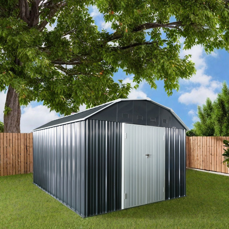 Metal Storage Shed Durable Steel Design With Locking Double Doors, Ventilation Slots, And Easy Installation Outdoor Storage For Garden Tools