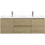 Meuble-lavabo flottant 60 po avec lavabo, meuble-lavabo mural moderne 60 po avec lavabo à surface solide, deux lavabos et tiroirs à fermeture en douceur
