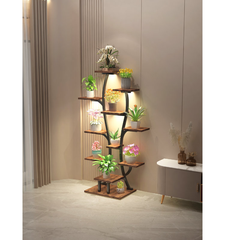 Support à plantes à plusieurs niveaux à DEL élégant, peu encombrant, lumineux et durable - le choix parfait pour mettre en valeur des plantes d'intérieur en forme de vase