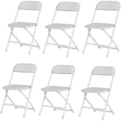 6 Pack Plastic Folding Chairs, Stackable Guest Seats with Steel Frame & Non-Slip Feet, Portable Commercial Chair for Wedding, Party, Picnic, Kitchen