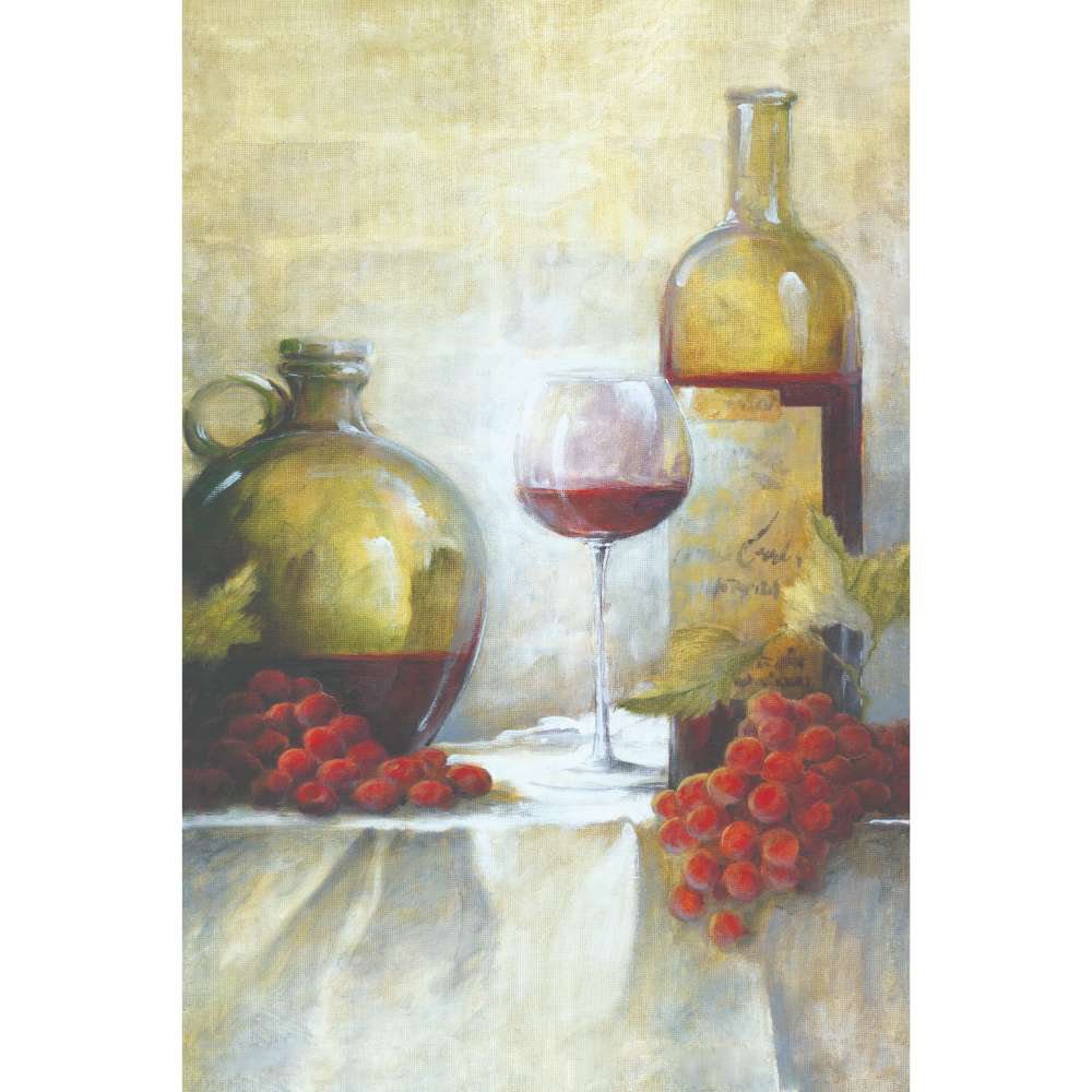 Red Wine And Grapes - Wrapped Canvas Painting