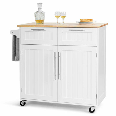 Criswell Solid Wood Top Kitchen Cart