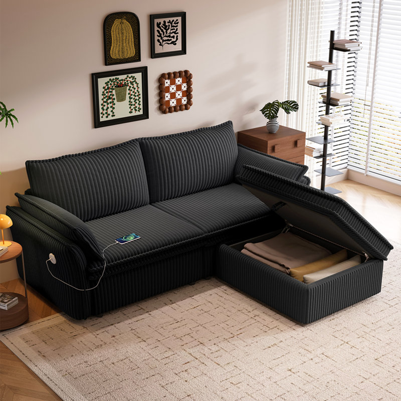 Ceci est un canapé multifonctionnel avec un canapé-lit convertible de 85 pouces. Il est de conception deux-en-un et convient à la fois à la position assise et allongée. Il est fait de tissu moelleux et convient aux deux salons