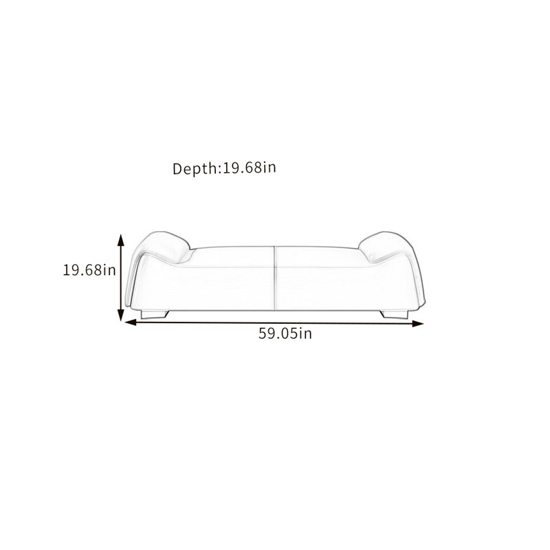 Banc rembourré en similicuir Vyrl, Orange, H 19,68 po x l 59,05 po x P 19,68 po