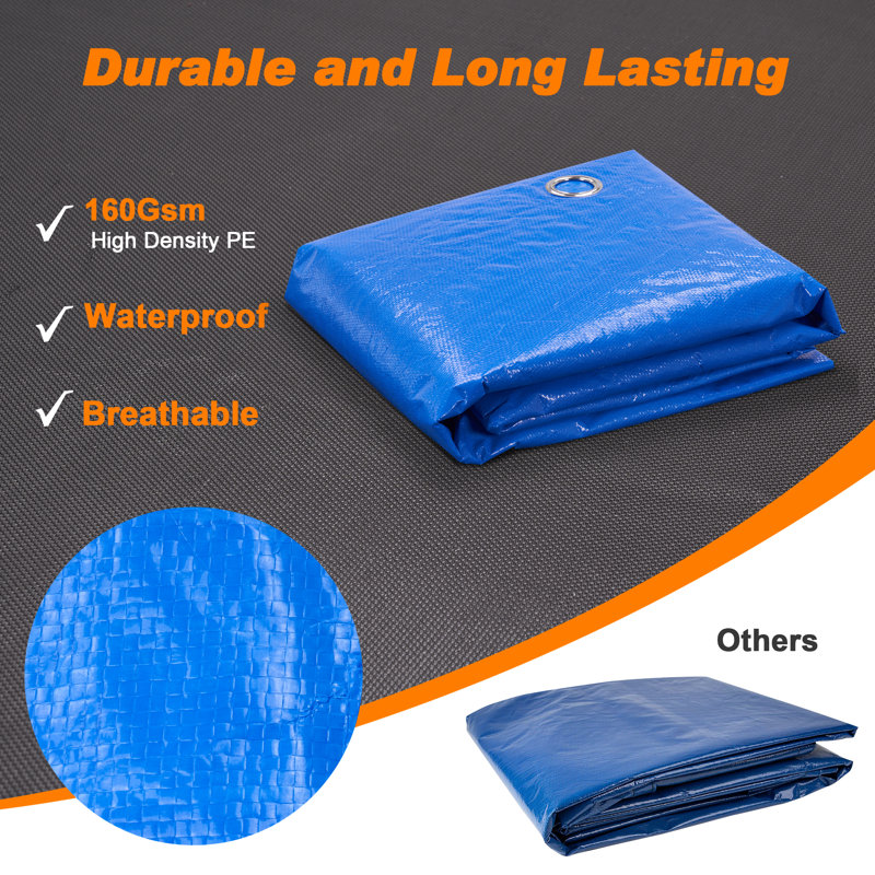 Housse de protection contre le trampoline ExacMe Premium avec support central, housse de pluie avec trous de drainage, 10 pieds