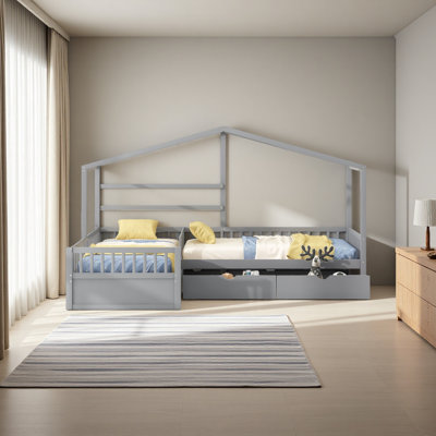 Lit plateforme simple avec trois tiroirs de rangement