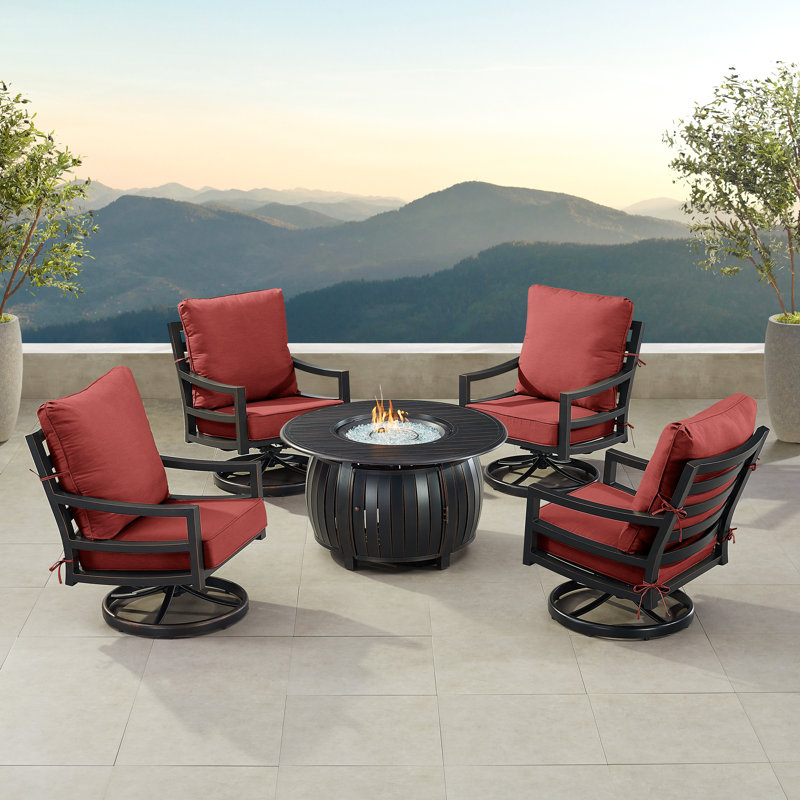 Ferryman 4 - Person Patio Conversation Set with Cushions, Red