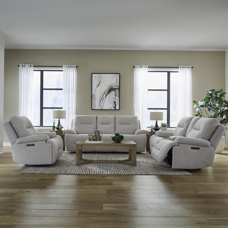 Ensemble de canapé, de causeuse, de console et de fauteuil inclinable pivotant à glissement zéro Trevina
