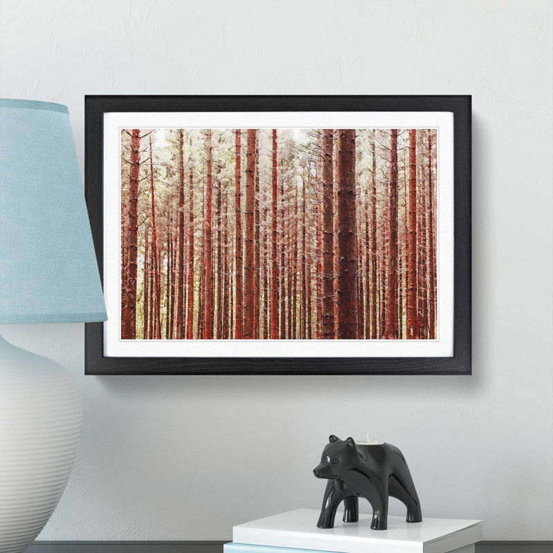 Red Forest in the Autumn - Picture Frame Photograph Print, 36cm H x 48cm W x 2cm D, Black Framed