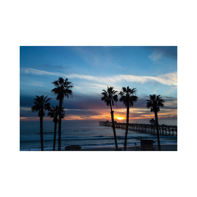 Silhouette Of Palm Trees On The Beach, Laguna Beach, California, USA by Panoramic Images - Wrapped Canvas Print