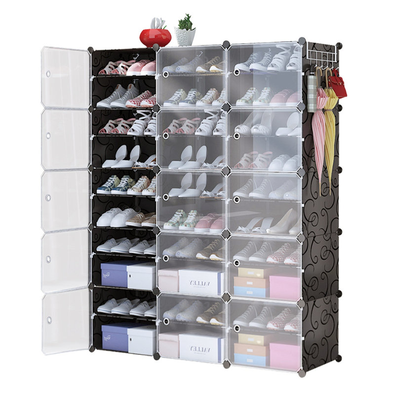 Armoire à chaussures empilable - 10 niveaux, 3 rangées avec portes