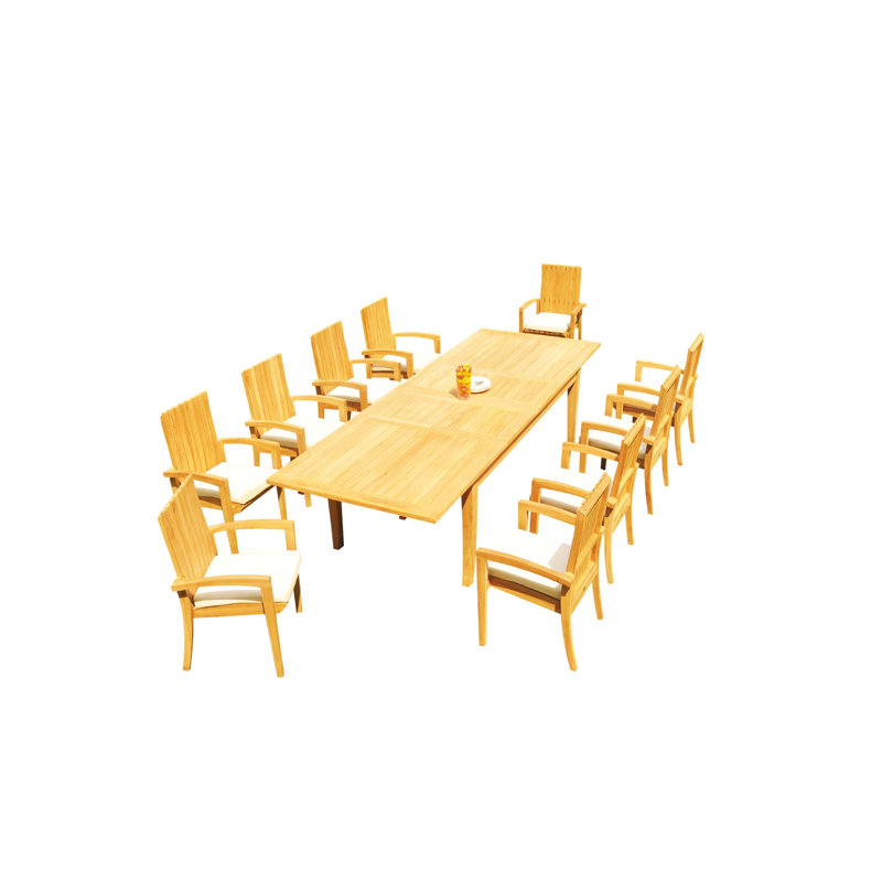 Atnas Outdoor 13 - Piece Teak Dining Set, 10