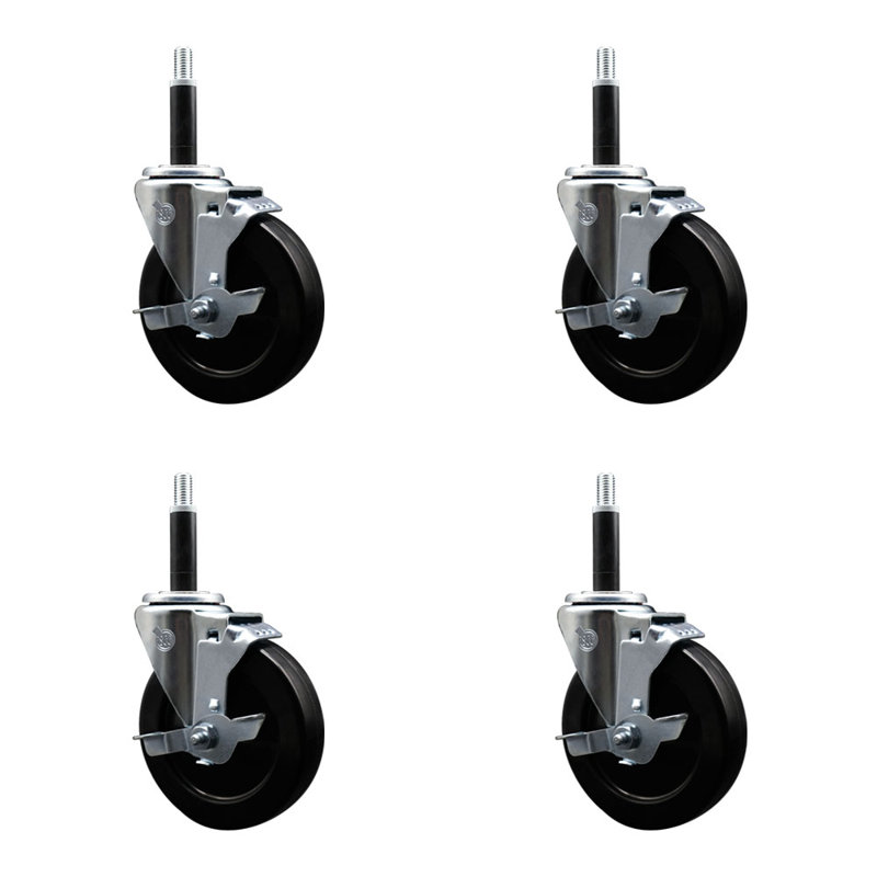 Ensemble de roulettes extensibles en caoutchouc souple 3/4 po avec frein SCC