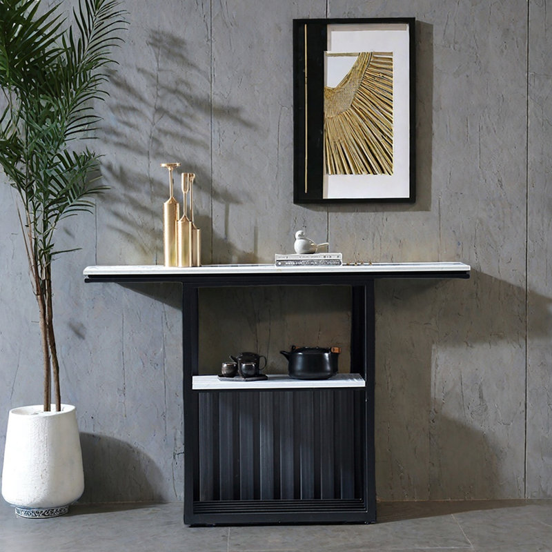 Table d'entrée de style scandinave, H 30,7 po x l 47,2 po x P 11,8 po, Noir