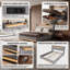 EU & UK Grey Linen Ottoman Storage Bed Frame with RGB-LED Lighting, Upholstered Smart Bed with Integrated Charging Station - 2 Outlets, 1 USB, 2 Type-C-675779996