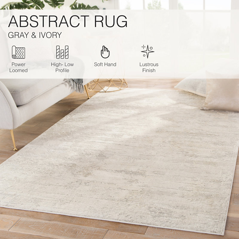 Tapis gris / ivoire Averill, Rectangle 5 pi x 7 pi 6 po