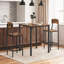 Ensemble de table de bar 3 pièces rustique brun et noir élégant, salle à manger carrée compacte pour 2 personnes, structure en acier industriel