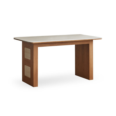 62.99" Beige Rectangular Sintered Stone tabletop + Manufactured Wood Dining Table