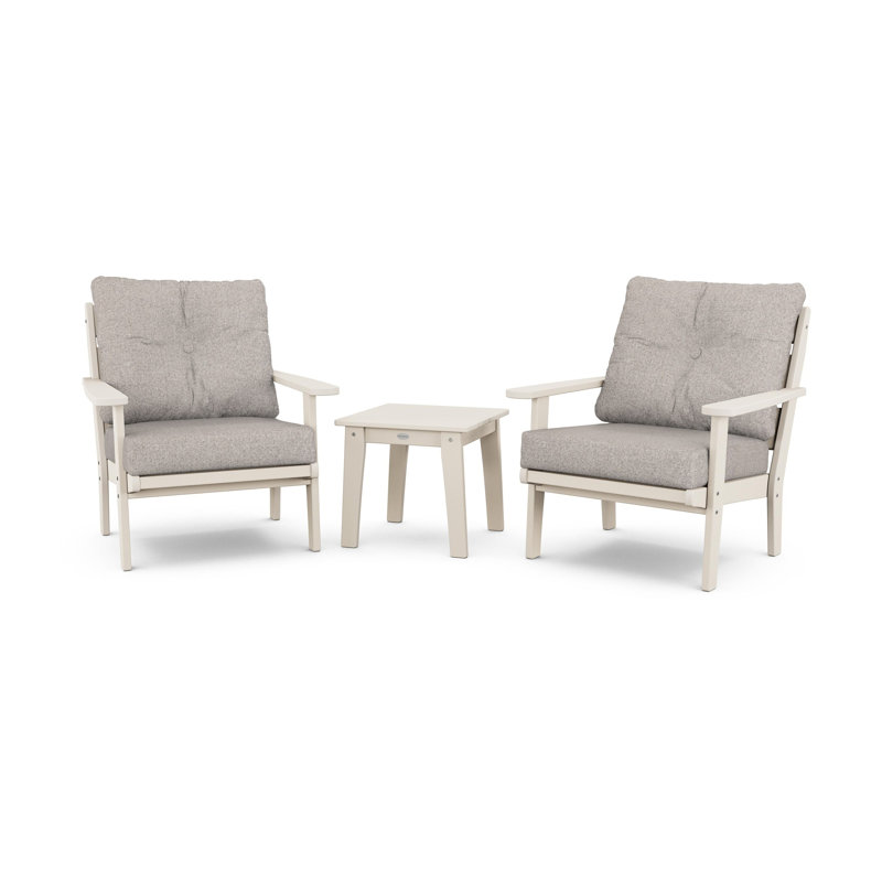 Lakeside 3-Piece Deep Seating Chair Set, Sand, Weathered Tweed