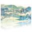 Paysage et nature, paysage enneigé avec fleurs de cerisier et montagnes, ensemble de 3 impressions sur toile-1941370495