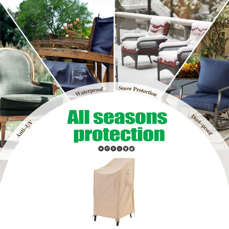 Premium Waterproof Outdoor Patio Chair Cover: Latest Rip-Stop Fabric, 3-Year Warranty - 27"W × 34"D × 41"H, Beige