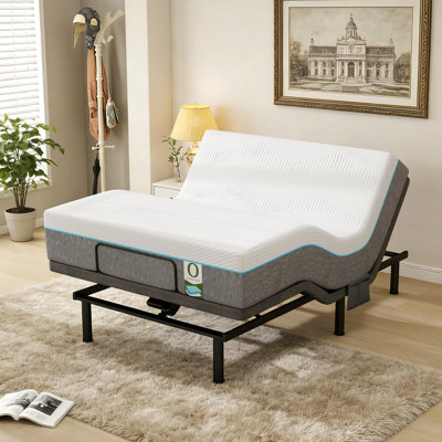 Adjustable Bed Frame With Independent Head & Foot Incline, Wireless Remote, Under-Bed Lighting,Including Mattress And Tool-Free Assembly