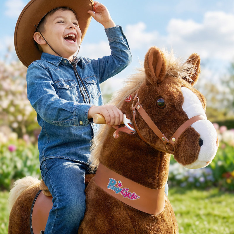 Model U Ride On Horse, Brun, Size 4 for Age 4-7